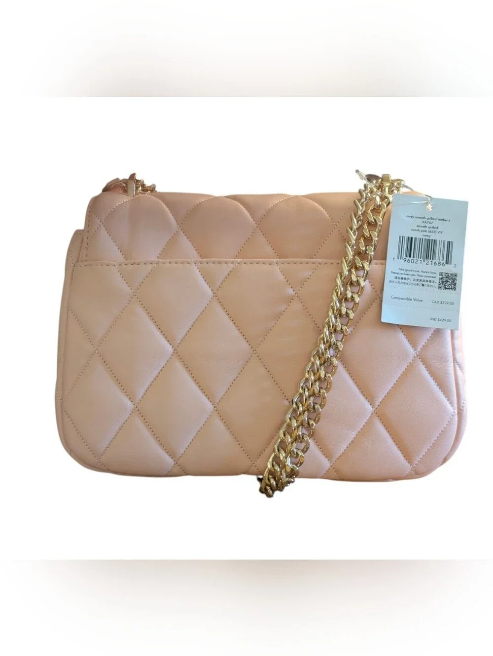 Kate Spade ♠️ New York Carey Quilted Medium Flap Shoulder Bag Light Pink